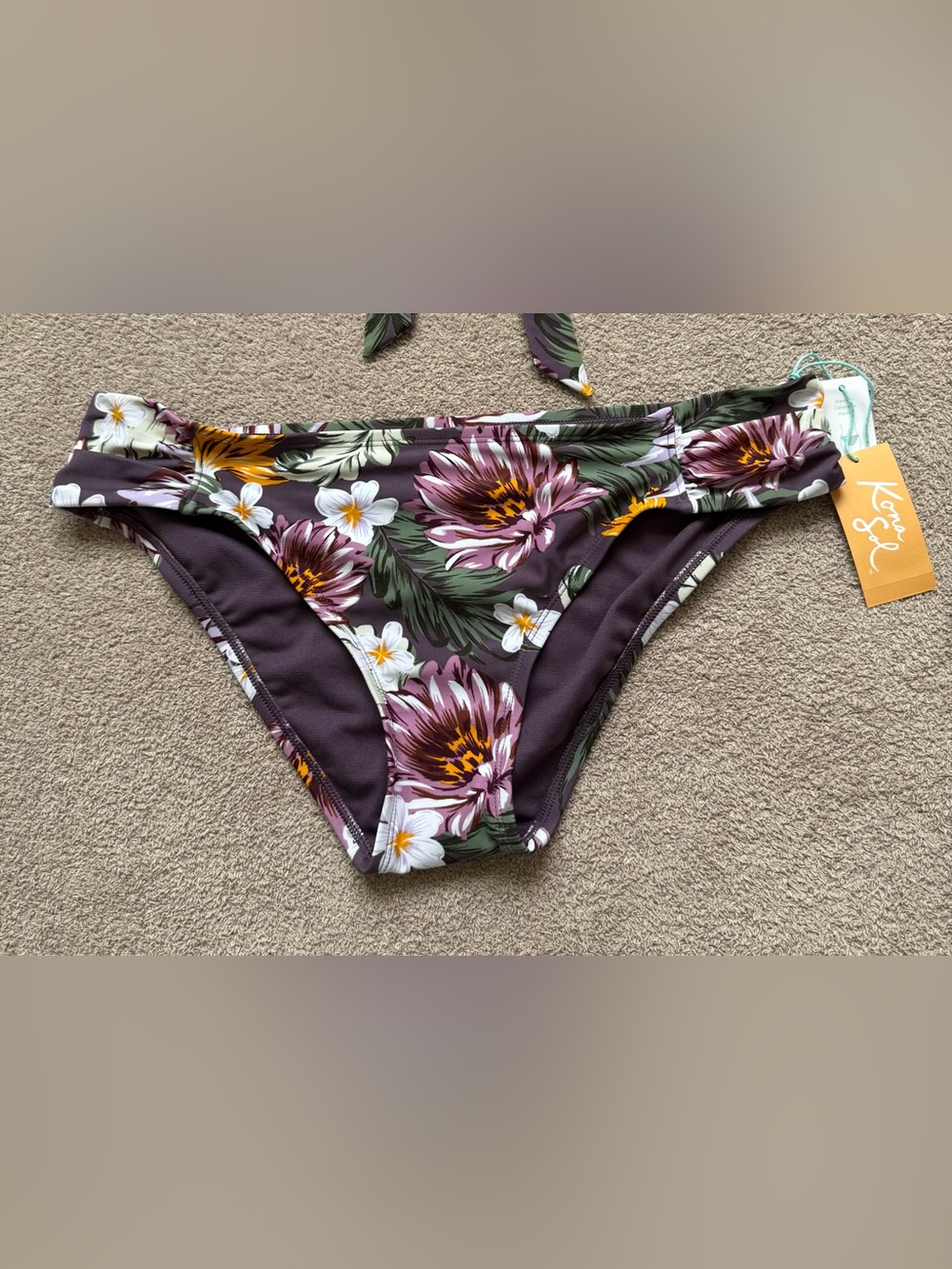 KONA SOL - PURPLE FLORAL SWIM SET - MEDIUM TOP/ LARGE BOTTOM - Picture 2 of 9
